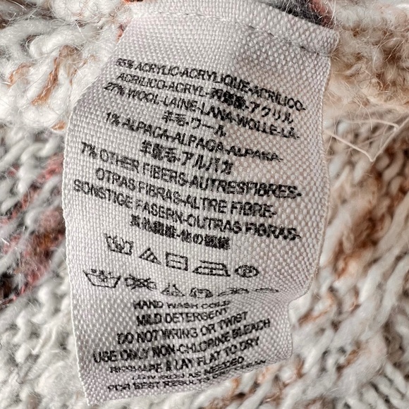 Free People Sleeveless Cowl Neck Tribal Knit Sweater XS Cream/Brown Western - Picture 6 of 9